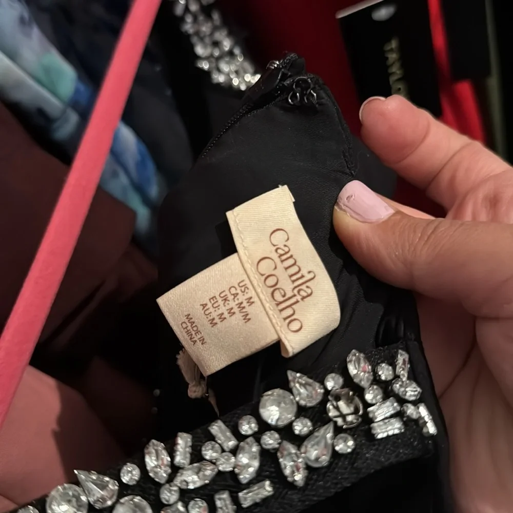 Camilo Coelho for Revolve Black Midi Dress with Embellished Neckline.Size M.NWT. - Picture 8 of 10